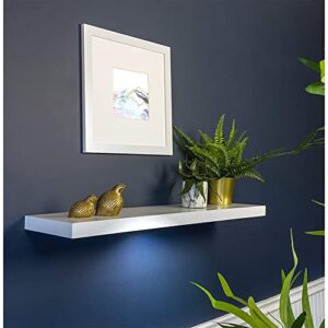 kiera grace kieragrace stockholm aberg led light modern floating shelf, 36 in, white