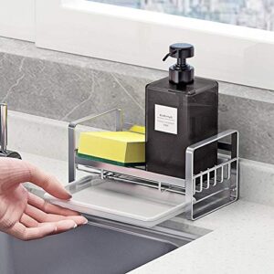 Kitchen Sponge Holder - Kitchen Sink Organizer - Sink Caddy - Sink Tray - Soap Holder - Stainless Steel,Silver