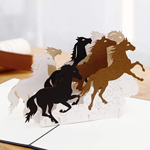 Liif Galloping Horses Greeting Pop Up Card For All Occasions, Pop Up Birthday Card, Happy Birthday Card, Fathers Day Card, Congratulations Card, Retirement Card, Horse Gifts For Women, Horse Lovers