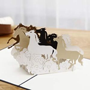 Liif Galloping Horses Greeting Pop Up Card For All Occasions, Pop Up Birthday Card, Happy Birthday Card, Fathers Day Card, Congratulations Card, Retirement Card, Horse Gifts For Women, Horse Lovers