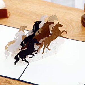 Liif Galloping Horses Greeting Pop Up Card For All Occasions, Pop Up Birthday Card, Happy Birthday Card, Fathers Day Card, Congratulations Card, Retirement Card, Horse Gifts For Women, Horse Lovers