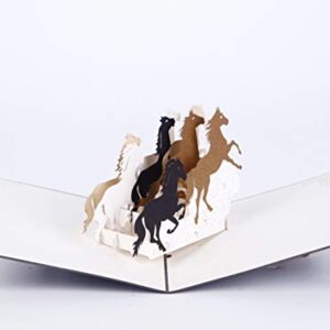 Liif Galloping Horses Greeting Pop Up Card For All Occasions, Pop Up Birthday Card, Happy Birthday Card, Fathers Day Card, Congratulations Card, Retirement Card, Horse Gifts For Women, Horse Lovers