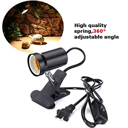 Kamas US Plug E27 Rotatable Heat UVA UVB Lamp 300W Reptile Ceramic Lamp Holder Clip On Adjustable Lamp Holder Basking AC110-220V - (Color: Clip)