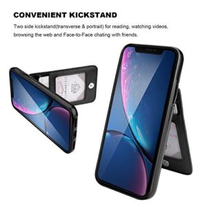KIHUWEY iPhone XR Case Wallet with Credit Card Holder, Premium Leather Magnetic Clasp Kickstand Heavy Duty Protective Cover for iPhone XR 6.1 Inch(Black)