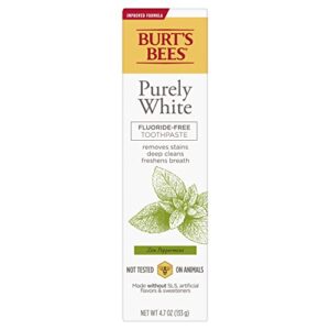 burt's bees, toothpaste fluoride free purely white zen oz, peppermint, 4.7 ounce