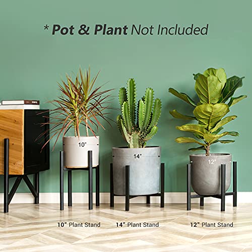 Mkono Plant Stand - EXCLUDING Plant Pot, Mid Century Modern Tall Metal Pot Stand Indoor Flower Potted Plant Holder Plants Display Rack, Fits Up to 10 Inch Planter, Black