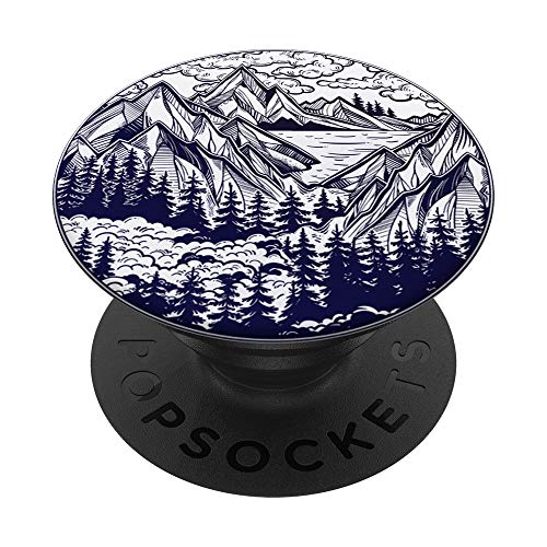 Wanderlust Mountain Scene with Clouds & Pine Trees PopSockets PopGrip: Swappable Grip for Phones & Tablets