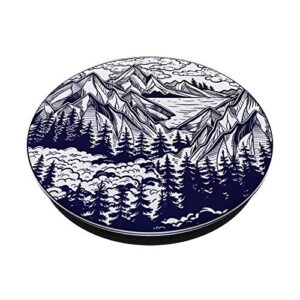 Wanderlust Mountain Scene with Clouds & Pine Trees PopSockets PopGrip: Swappable Grip for Phones & Tablets