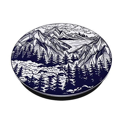 Wanderlust Mountain Scene with Clouds & Pine Trees PopSockets PopGrip: Swappable Grip for Phones & Tablets