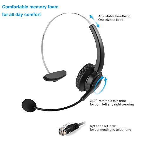 Corded Phone Headset, MCHEETA Call Center Telephone Headset with Dialpad, Noise Cancelling Phone Headsets for Office/House Phones