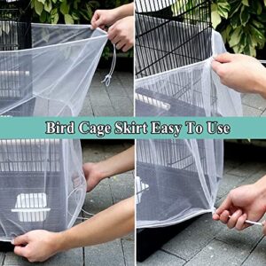 ASOCEA Bird Cage Seed Cather,Universal Adjustable Birdcage Cover Skirt Nylon Mesh Netting Parrot Parakeet Macaw African Round Square Cages Cover