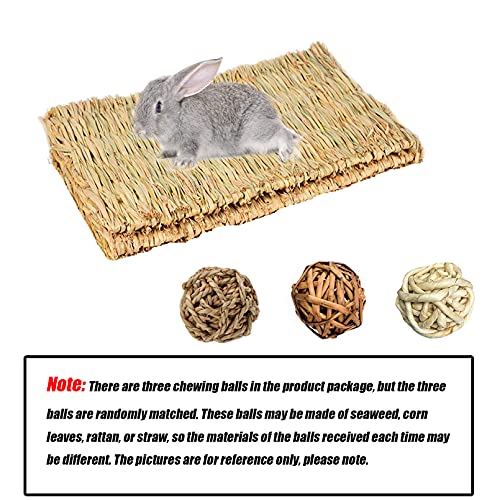 Tfwadmx Rabbit Grass Mat,16.5''x11'' Large Natural Woven Seagrass Mat Bunny Bed Chew Mat Sleep for Chinchillas Guinea Pigs Ferret Guinea-Pig and Small Animals -2 Pcs