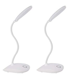 deeplite led desk lamp with flexible gooseneck 3 level brightness, battery operated table lamp 5w touch control, compact portable lamp for dorm study office bedroom(set of 2)