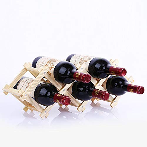 TURMZPY Wood and Brass Collapsible Accordion Wine Rack Table Decor 5 Bottle