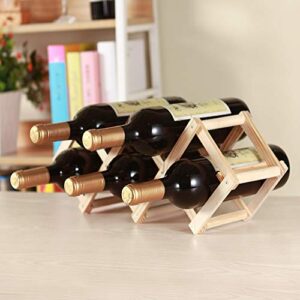 TURMZPY Wood and Brass Collapsible Accordion Wine Rack Table Decor 5 Bottle