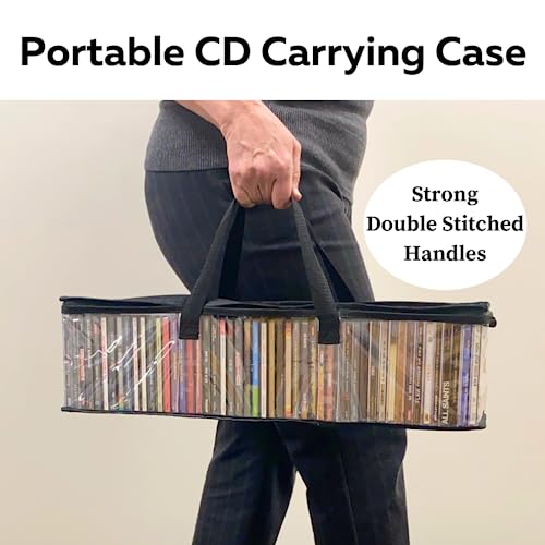 Evelots 4 Pack CD Storage Bags, Video Games, Clear PVC Plastic-Holds 200 CDs Total-Strong Handles-Protects from Dirt/Moisture