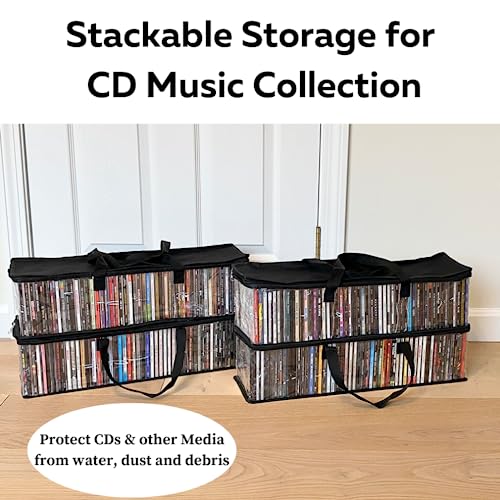 Evelots 4 Pack CD Storage Bags, Video Games, Clear PVC Plastic-Holds 200 CDs Total-Strong Handles-Protects from Dirt/Moisture