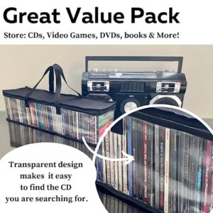 Evelots 4 Pack CD Storage Bags, Video Games, Clear PVC Plastic-Holds 200 CDs Total-Strong Handles-Protects from Dirt/Moisture