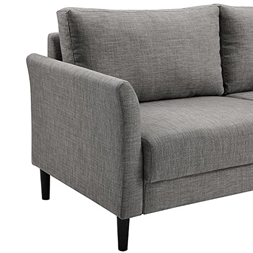 Naomi Home Claire Affordable Modern Couch & Living Room Sofa - Mid-Century Style, Compact Design for Small Spaces - Eco-Friendly Linen - Easy Assembly - Sofa Couch Bliss, Gray