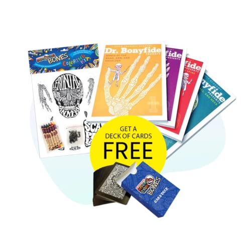 Know Yourself - 206 Bones of The Human Body Bonus Bundle, Interactive Activity Workbooks to Learn About The Human Body, Skeleton Coloring Kit, Crayons, Educational Playing Cards, for Ages 8-12