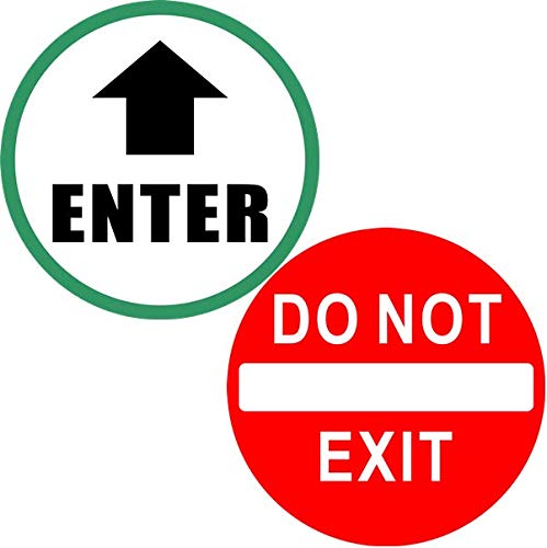 Outdoor/Indoor 6" X 6" - Enter & Do Not Exit - Door Warning Sign Vinyl Label Decal Sticker - for Front & Back Side of Door of Business Store, Shop, Cafe, Office, Restaurant - Back Self Adhesive Vinyl