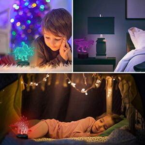 VSATEN 3D Dinosaur Night Light for Kids, 3D Illusion Lamp 3-Pattern & 16 Colors Change Decor Lamp with Remote Control & Smart Touch, Dinosaur Toys for 2 3 4 5 6+ Years Old