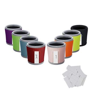 beautyflier 8pcs anti-slip embossed neoprene 3mm thick collapsible heat resistant coffee cup insulated sleeve for coffee/tea/cold drinks (multicolor embossed)