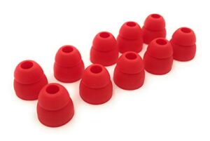 justearbuds 5 pair double flange earbud headphones replacement silicone ear tips for skullcandy, panasonic, lg, powerbeats, symphonized, ifrogz, mpow, jvc (red)