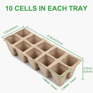 GROWNEER 120 Cells Peat Pots Seed Starter Trays, 12 Packs Biodegradable Seedling Pots Germination Trays, Organic Plant Starter Kit with 15 Pcs Plant Labels