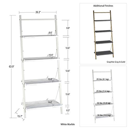 Nova 4 Shelf Ladder Bookcase, Graphite Gray