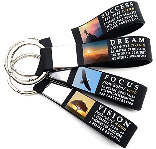 Inkstone 4-Pack of Inspirational Quote Keychains - Perfect for Teacher Appreciation Gifts or Bulk Keychain Purchases