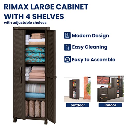 Rimax Resin Wicker Storage Cabinet, Large, Brown