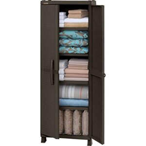 Rimax Resin Wicker Storage Cabinet, Large, Brown