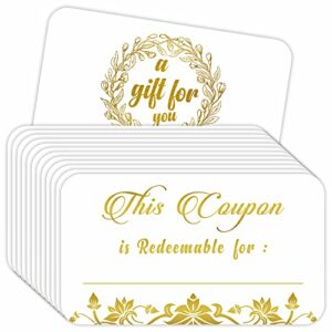 parth impex 50 coupon cards - gold foil stamping 3.5"x2" blank gift certificates redeem vouchers