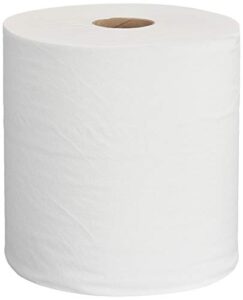 amazoncommercial 1-ply white hardwound paper towels|bulk for business|high capacity roll|compatible with universal dispensers|fsc certified|800 feet per roll, pack of 6