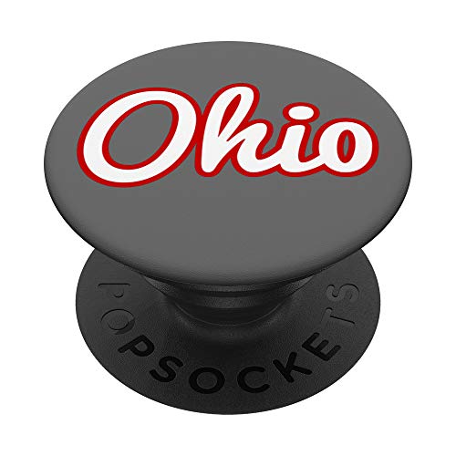 State of Ohio Script Logo Grey Red White PopSockets PopGrip: Swappable Grip for Phones & Tablets