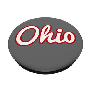 State of Ohio Script Logo Grey Red White PopSockets PopGrip: Swappable Grip for Phones & Tablets