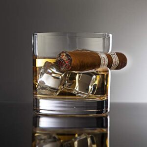 Gifts for Men, Cigar Whiskey Glass, Old Fashioned Whiskey Glasses With Indented Cigar Rest