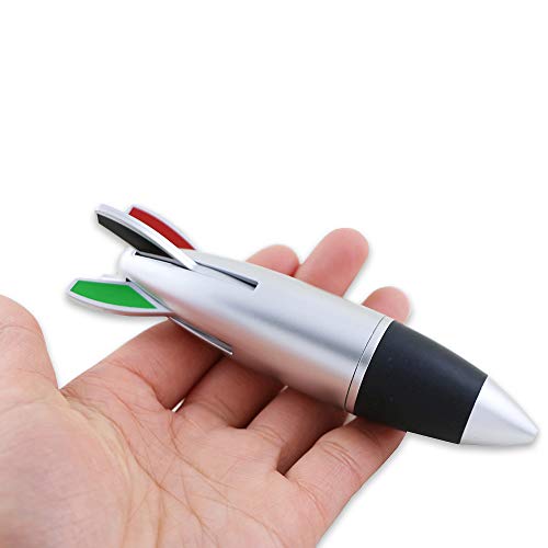 VNFLY 2-Pack Rocket Pens, 4-Color Ballpoint Pen, Fat Pens, Jumbo Pens with Rubber Grip (Silver)