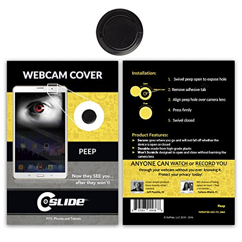 C-SLIDE Peep Webcam Cover 3 Pack | Easy Access Swivel Cover for Webcam Privacy | 1mm Thick High-Grade Durable Plastic | Fits Androids, IPads, Samsungs, Fire Tablets, and More