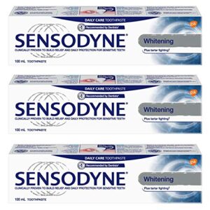 sensodyne sensitivity toothpaste for sensitive teeth, whitening plus tartar control, 100ml (pack of 3)