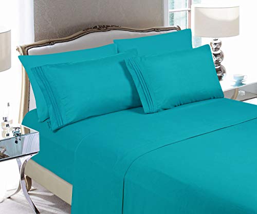 Elegant Comfort Luxury 4-Piece Bed Sheet Set - Luxury Bedding 1500 Thread Count Egyptian Quality, Wrinkle Resistant Cool & Breathable, Easy Elastic Fitted, King, Teal