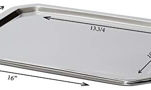 Bezrat Stainless Steel Food Serving Tray – Rectangular Decorative Mirrored Serveware Platter - Large (16" x 13")