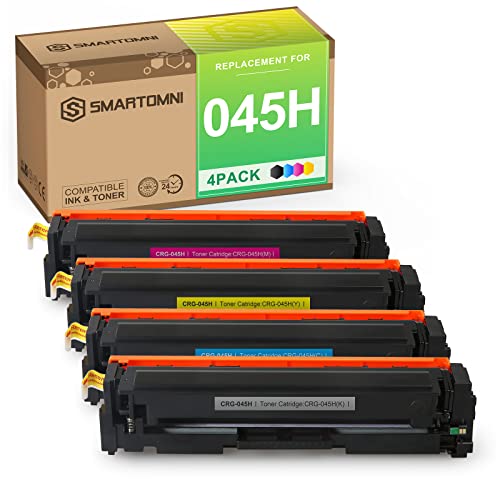 S SMARTOMNI 045H 045 High Yield Compatible Toner Cartridges Replacement for Canon 045 H Toner for Canon ImageCLASS MF634Cdw MF632Cdw LBP612Cdw LBP611 MF633Cdw LBP613Cdw 4-Pack (KMCY)