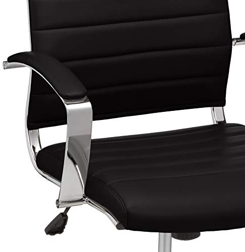 Amazon Basics High-Back Executive Swivel Office Desk Chair with Ribbed Puresoft Upholstery, Lumbar Support, Modern Style, 23.9"D x 24.69"W x 41.5"H, Black