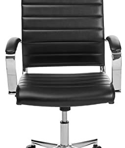 Amazon Basics High-Back Executive Swivel Office Desk Chair with Ribbed Puresoft Upholstery, Lumbar Support, Modern Style, 23.9"D x 24.69"W x 41.5"H, Black