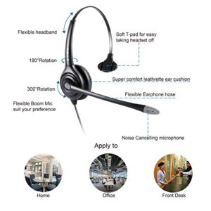 VoiceJoy Monaural Headset with Noise Cancelling Microphone with QD (Quick Disconnect),Compatible and Plantronics QD Quick Disconnect Connector