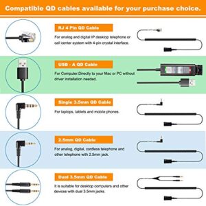 VoiceJoy Monaural Headset with Noise Cancelling Microphone with QD (Quick Disconnect),Compatible and Plantronics QD Quick Disconnect Connector