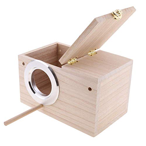 PINVNBY Parakeet Nest Box Bird House Budgie Wood Breeding Box for Lovebirds, Parrotlets Mating Box (M:7.9 * 4.7 * 4.7 inch)