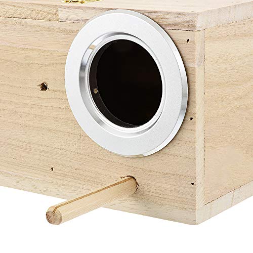 PINVNBY Parakeet Nest Box Bird House Budgie Wood Breeding Box for Lovebirds, Parrotlets Mating Box (M:7.9 * 4.7 * 4.7 inch)